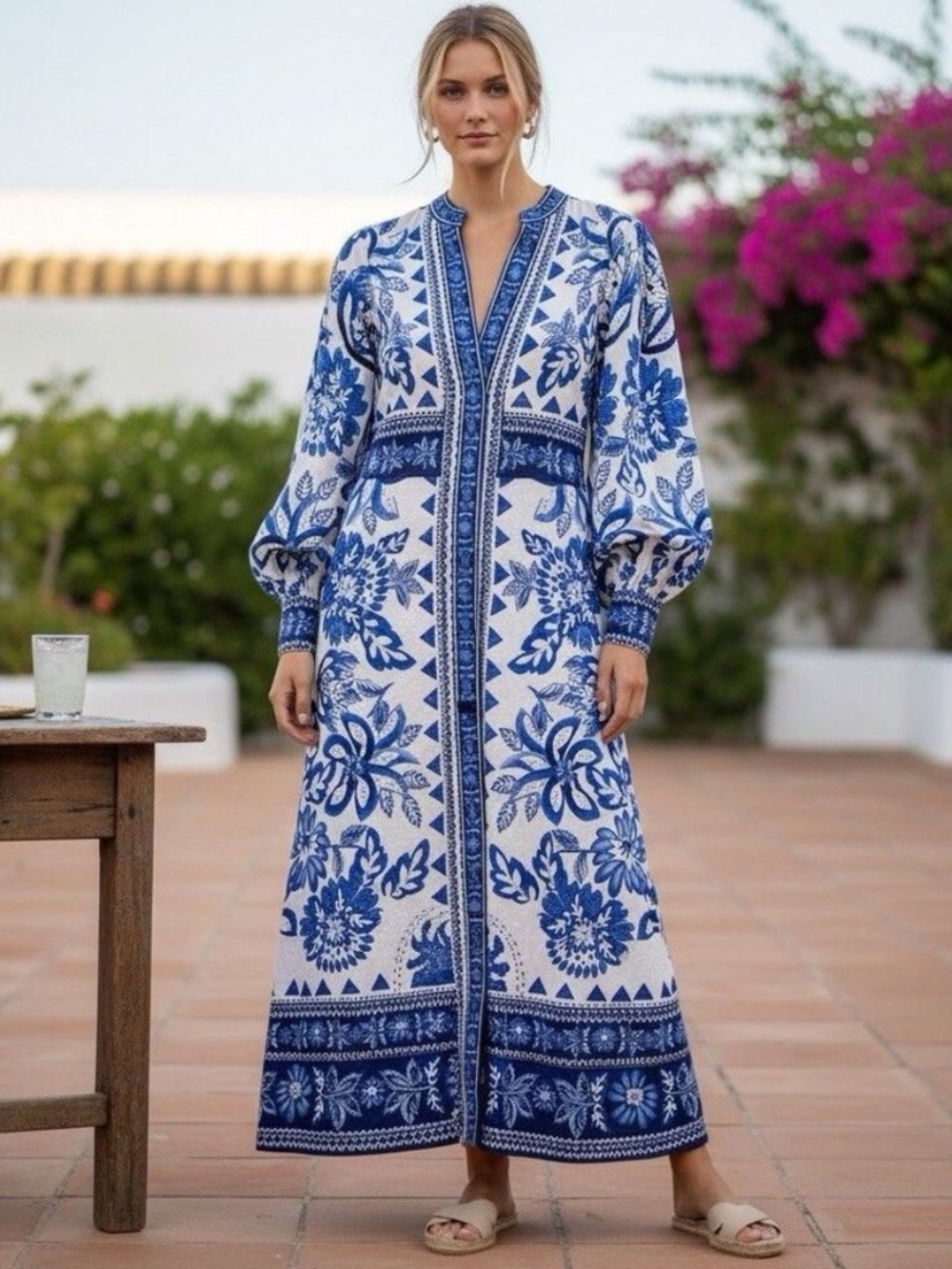 Caroline Constas flora floral tapestry button linen midi maxi dress S (Farm Rio)